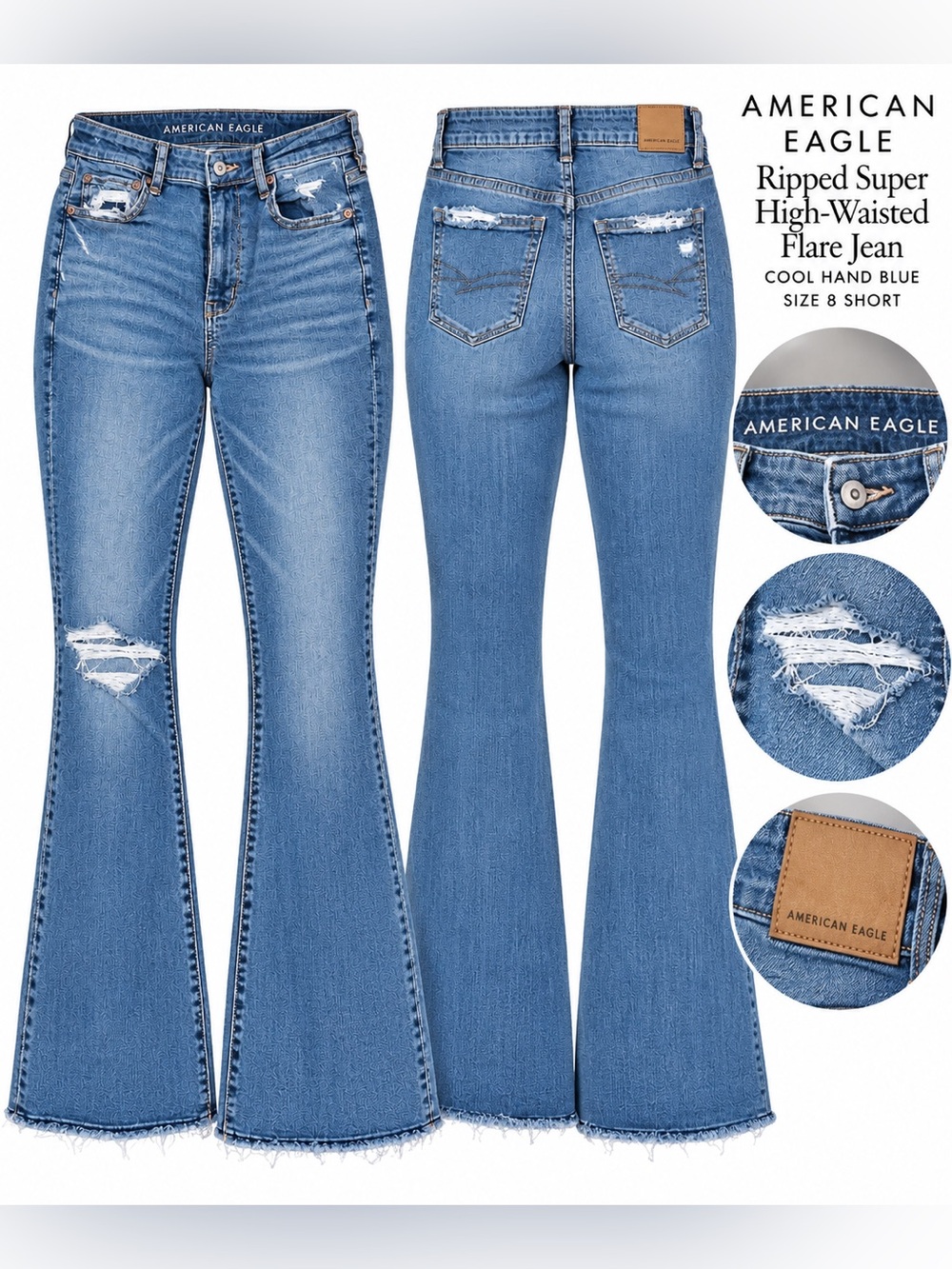 American Eagle Outfitters Cool Hand Blue High-Waist Flare Jeans